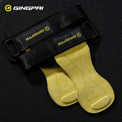 Gym Grips For Men Women Cowhide Palm Guards Weightlifting Fitness Workout Gloves Grips with Wrist Wraps Training Equipment