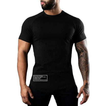 Gym Bodybuilding Sport Shirts Summer Cotton Breathable Slim Fit Muscle Clothing Men Casual Fitness Workout Short Sleeve T-shirts